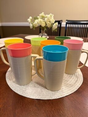 Vintage Raffiaware by Thermo-Temp.  Set of 7